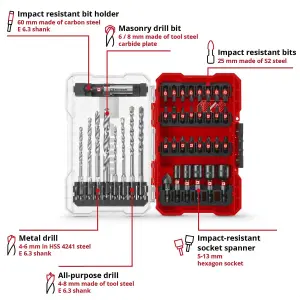 Einhell Universal Impact Drill Bit Set 39 Pieces Masonry HSS With M-CASE Box