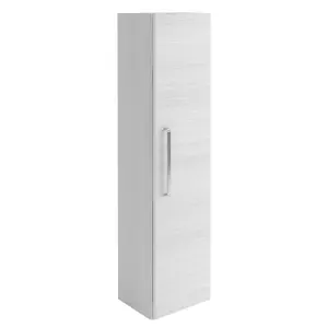 Emery Wall Hung Textured White Tall Bathroom Cabinet with Chrome Bar Handle (H)120cm (W)35cm