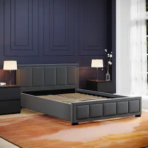 Vida Designs Vanita Double Fabric Bed, Dark Grey