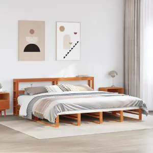 Berkfield Bed Frame without Mattress Wax Brown 180x200 cm Super King Solid Wood Pine