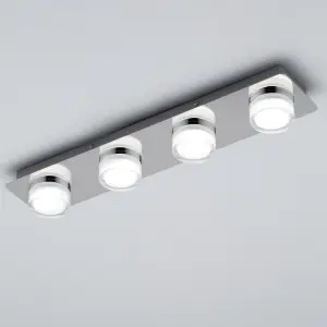 Litecraft Bolton Chrome 4 Light LED Bathroom Ceiling Spotlight Bar