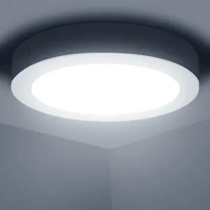 Aigostar Ultra-Thin 18W Round Surface Mounted LED Ceiling Lights, 2100Lumen Cool White 6500K