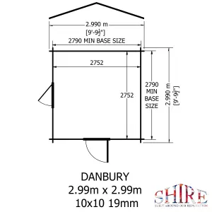 Shire Danbury 10x10 Log Cabin 19mm Logs