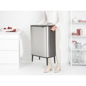 Brabantia Bo Hi 30 Litre + 30 Litre Touch Bin with Two Inner Buckets Matt Steel Fingerprint Proof