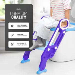 KEPLIN Potty Toilet Seat Adjustable Baby Toddler Kid Toilet Trainer with Step Stool Ladder for Boy and Girl (Purple)