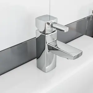 Nes Home Newport Square Basin Sink Mono Mixer Tap & Bath Shower Mixer Tap Chrome