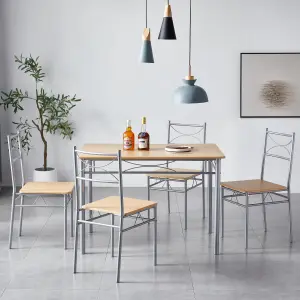 MCC Direct Dining table and 4 chairs set with Metal frame Silvia Range Natural