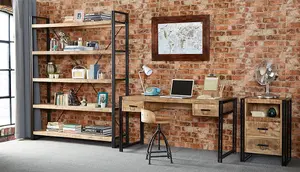 Kingwood Up-Cycled Industrial 5 Open Shelves Extra Large Wide Bookcase