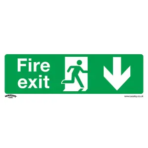 10 Pack of Self-Adhesive Fire Exit Down Health & Safety Signs - 300 x 100mm