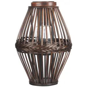 Beliani Rustic Lantern PANAT Wood Dark Wood