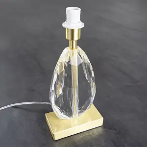 Modern Clear K9 Faceted Crystal Glass Table Lamp Base with Brushed Gold Base