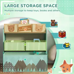 ZONEKIZ Kids Storage Unit with 6 Boxes, Childrens Toy Storage Organiser, Green