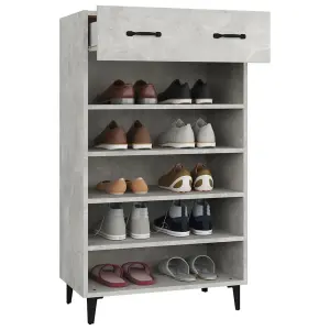 Shoe Cabinet Concrete Grey 60x35x105 cm Engineered Wood