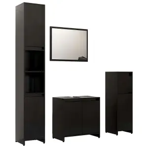 Berkfield 4 Piece Bathroom Furniture Set Black Engineered Wood