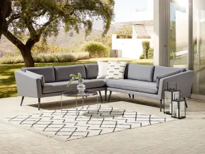 Outdoor Upholstered Sofa Garden Sofa LORETELLO Polyester Grey Reversible 5 Seater