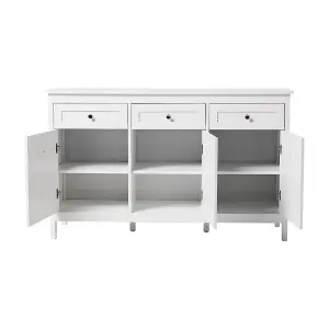 130 x 40 x 80cm Classic White Large Storage Cabinet with Drawers Doors