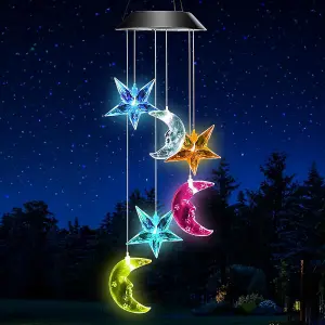 Moon Solar Wind Chimes - Colorful LED Garden Lights, Decorative Outdoor Chimes for Patio, Yard & Garden