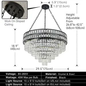 Jauregui 15 - Light Crystal Chandelier Black