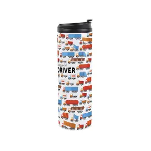 Lorry Driver Travel Mug - Novelty Trades Gift Stainless Steel Vacuum-Sealed Double-Walled Hot/Cold Drinks Travel Flask