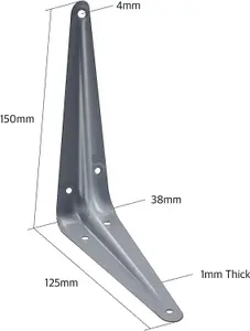 EAI - London Shelf Bracket - 150x125x38x1mm - Silver - Pack of 10