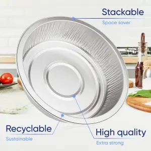 10 Pk Coppice Small Round Aluminium Foil Pie Dish for Baking, Serving & Food Storage 15 x 4cm Freezer, Microwave & Oven Safe