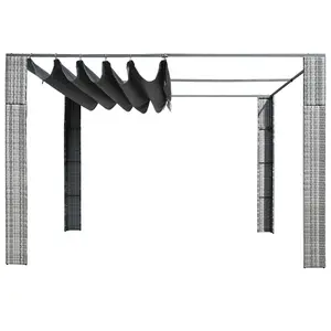 Berkfield Gazebo with Roof Poly Rattan 300x300x200 cm Grey and Anthracite