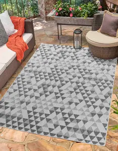 Modern Triangle Design Outdoor-Indoor Rugs Dark Grey 160x230 cm