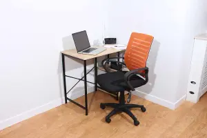 Ladder Bookcase Home Office unit with oak effect and grey metal frames