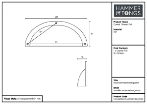 Hammer & Tongs - Curved Cabinet Cup Handle - W130mm x H50mm