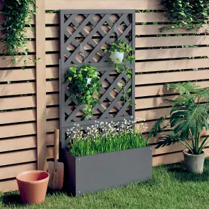 Berkfield Trellis Planter Grey 65x33x135 cm WPC