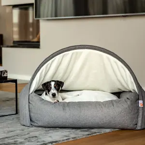 Hooded / Dome Pet Bed Grey / Small (40cm H x 65cm W x 55cm D)