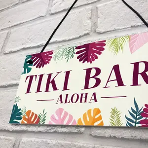 Tiki Bar Aloha Hanging Garden Sign Home Bar Plaque Gift Friendship Gift