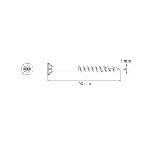 Diall PZ Carbon steel Multipurpose screw (Dia)5mm (L)50mm, Pack of 250