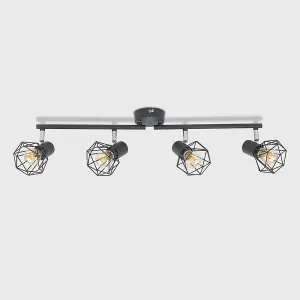 ValueLights Angus Grey Ceiling Bar Spotlight and E14 Golfball LED 4W Warm White 2700K Bulbs