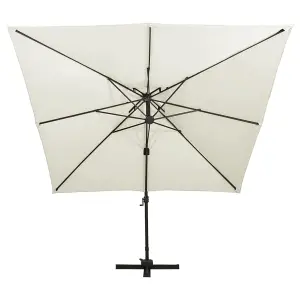 Berkfield Cantilever Umbrella with Double Top 300x300 cm Sand