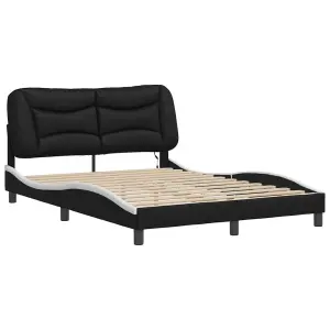 Berkfield Bed Frame with LED without Mattress Black and White 140x190 cm