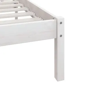 Berkfield Bed Frame White Solid Wood 120x190 cm Small Double