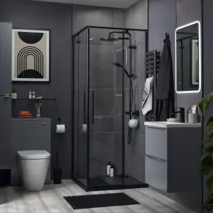 GoodHome Cavally 3-spray pattern Black Thermostatic Shower kit