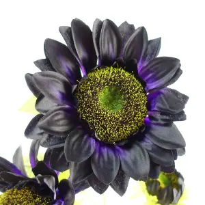 Pack of 6 x 88cm Purple Artificial Sunflower - 3 heads