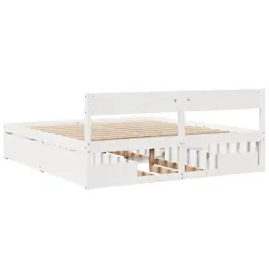 Berkfield Bed Frame without Mattress White 180x200 cm Super King Solid Wood Pine