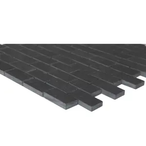 Slate Anthracite Polished Matt Stone effect Natural structure Natural stone Mosaic tile sheet, (L)300mm (W)300mm