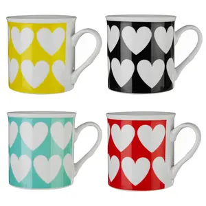 Maison by Premier Set Of Four Heart Design Mugs