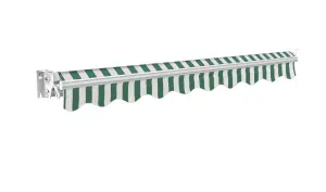 Primrose Awnings 3.5m x 2.5m Retractable Manual No Torsion Bar Green & White Awning Outdoor Patio Canopy