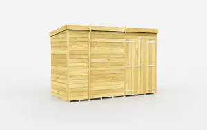 10 x 4 Feet Pent Shed - Double Door Without Windows - Wood - L118 x W302 x H201 cm