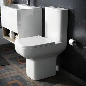 Nes Home Comfort Height Close Coupled Toilet Pan, Cistern & Soft Close Seat