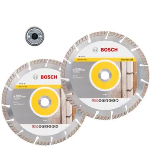 2 X Bosch Universal Diamond Blade 9" 230mm High Speed + Quick Change Locking Nut