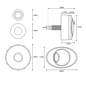 Side Entry Concealed Toilet Cistern WC with Dual Flush Oval Matt Black Push Button - Includes WRAS Internals & Pipe