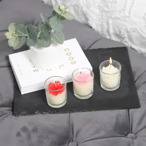 Votive Candles Unscented Rose Themed Set of 3 by Laeto Ageless Aromatherapy - FREE DELIVERY INCLUDED