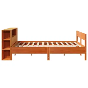 Berkfield Bookcase Bed without Mattress Wax Brown 140x190cm Solid Wood Pine