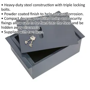 Compact Recessed Floor Safe with Double Key Security - Heavy Duty Steel Construction